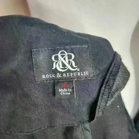 Rock & Republic Womens Open Front Black Blazer Size 6 - Picture 5 of 6